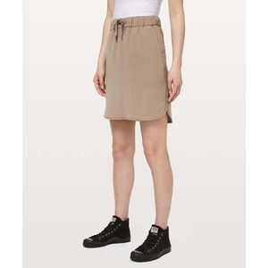 Lululemon On The Fly Athletic Mini Skirt Woven Frontier Tan-6